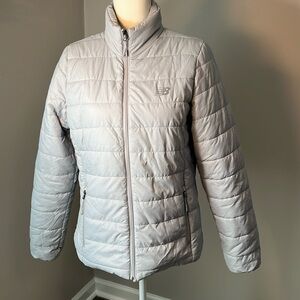 New Balance lightweight puffer coat. Light gray size large